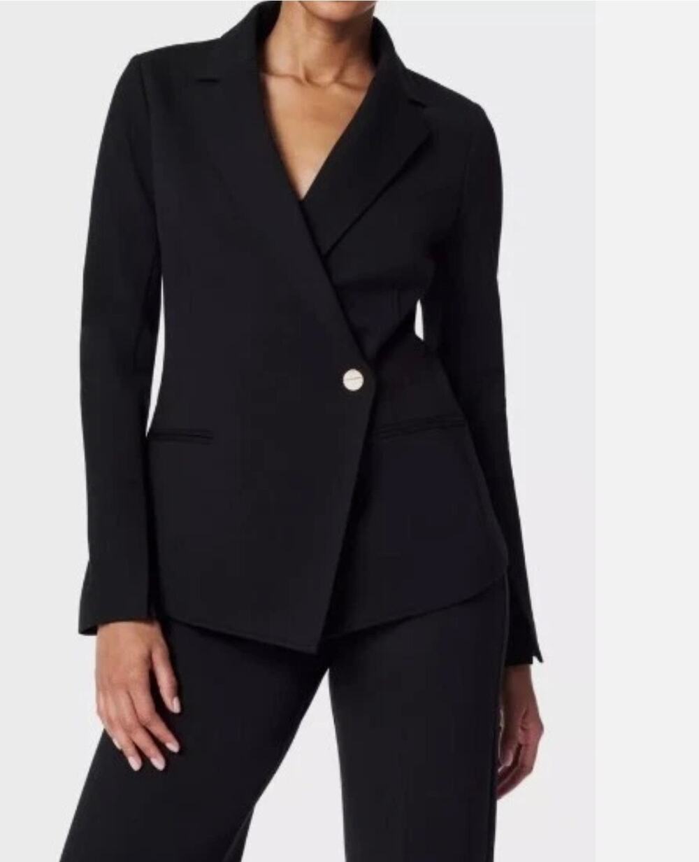 SPANX The Perfect Asymmetrical Ponte Blazer Jacket - 20773R - Black - Medium